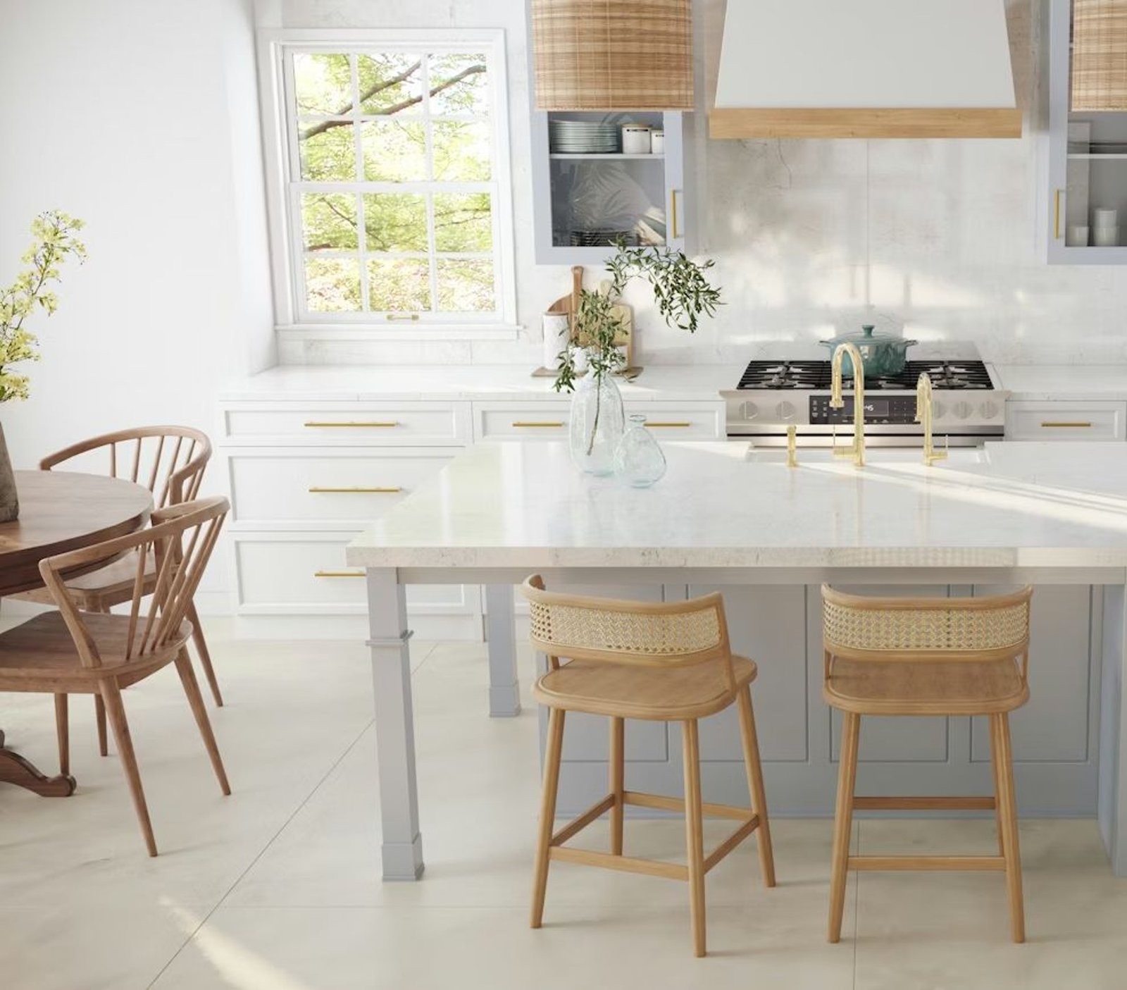 Îlot central en Dekton Blanc